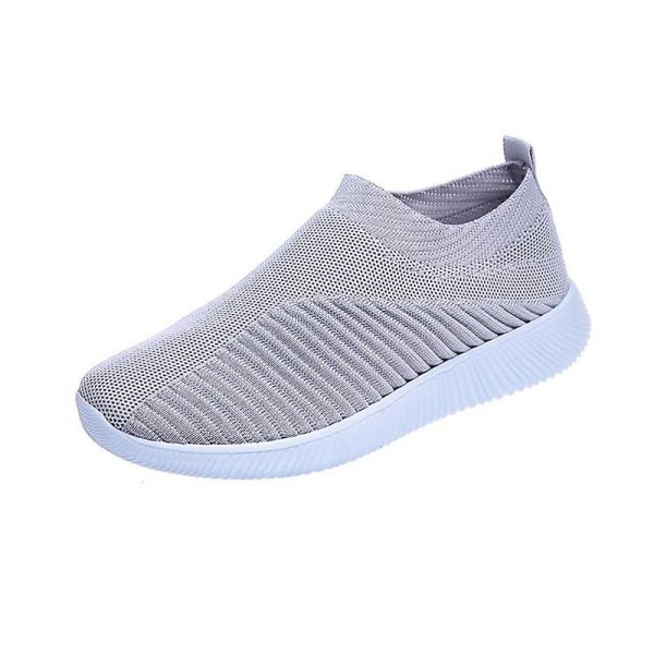 Dam Slip On Andningsbara Sneakers Tränare Sportskor Grey 43