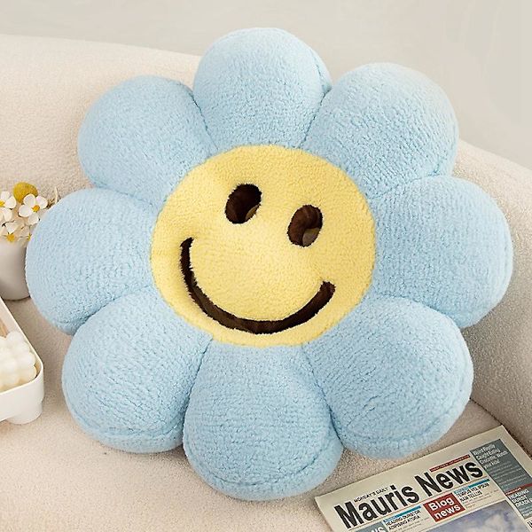 58-78cm Vacker Färgglad Blomma Plysch Kudde Leksak Mjuk Tecknad Växt Uppstoppad Docka Stol Kudde Soffa Barn Älskare Födelsedagspresenter Blue 78cm