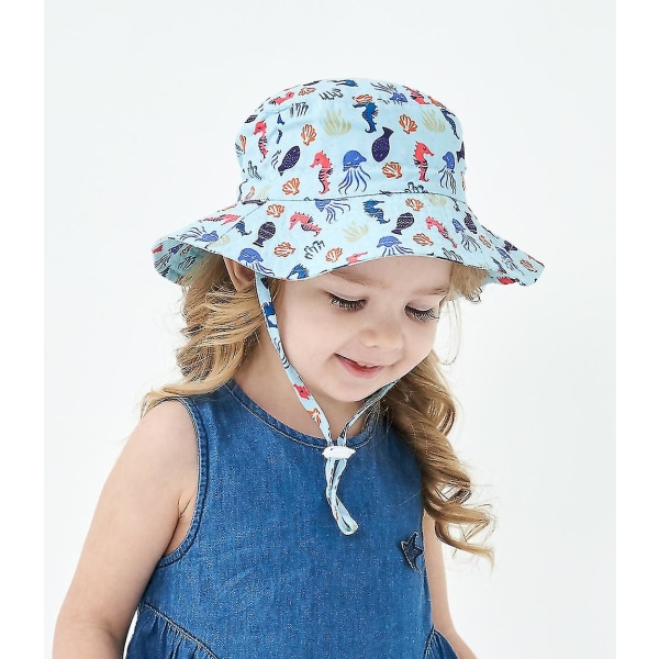 Sommar Solhatt för Baby 0-8 År Flickor Pojkar Utomhus UV-skydd Strandhatt Simhattar Bred Brim Barn Hinkhatt Red triangle Large