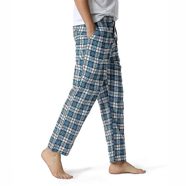 Herre Bomuld Vævede Pyjamasbukser, Letvægts Lounge Sovbukser med Tern COLOR 10 XL