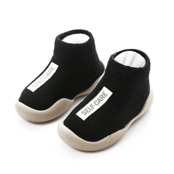 Unisex Babysko Første Gåsko til Babyer Småbørn Piger Babysko Blødt Gummi Black 20-21
