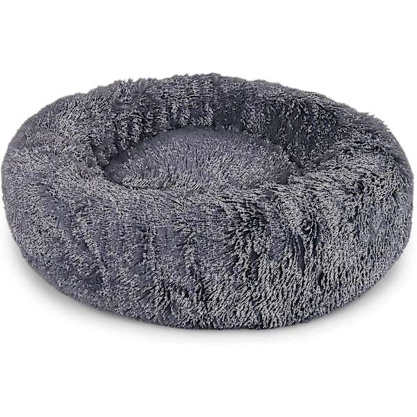 Kæledyrsseng til katte og hunde Rund plys hundeseng Donut-formet katteseng Farve og størrelse valgfri dark gray 70cm