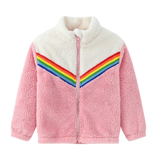 Flickor Långärmad Fleece Jacka Bekväm Och Andningsbar Lämplig För Bebis Barn Småbarn White Pink 100