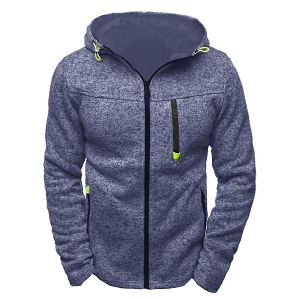 Miesten vetoketjullinen pitkähihainen hupullinen takki urheilu rento huppari collegepaita Blue 3XL