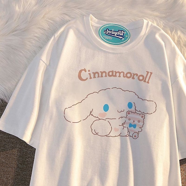 Fashion Kawaii Sanrios Kortärmad Söt Mjuk Cinnamoroll Tecknad Anime Vilt Tryck Kortärmad Plyschleksaker För Flickor Gåvor XL 14
