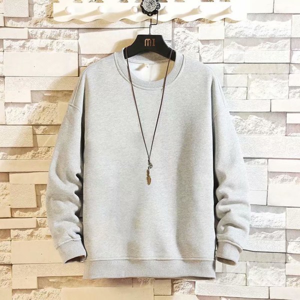 Løs Crewneck Sweatshirt til Mænd Blød Basis Pullover Sweatshirt Til Kontorarbejde Sportstøj Hjemme Gray L