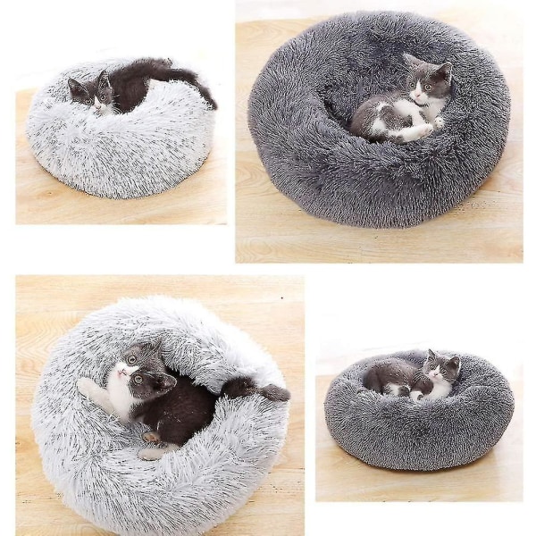 Lemmikkisänky kissoille ja koirille, pyöreä pehmoinen koiranpeti, donitsin muotoinen kissanpeti, väri ja koko valittavissa dark gray 70cm