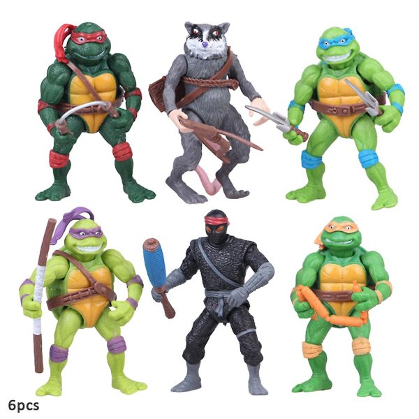 6st Teenage Mutant Ninja Turtles Actionfigurer Leksaker Set Samlarmodell Dockor Heminredning Presenter Till Barn Vuxna