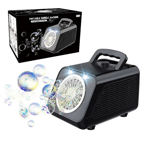 Bubbelmaskin, Portabel bubbelmaskin för barn och småbarn med 20000+ bubblor per minut, utomhusleksaker för fester, födelsedag, bröllop, jul black