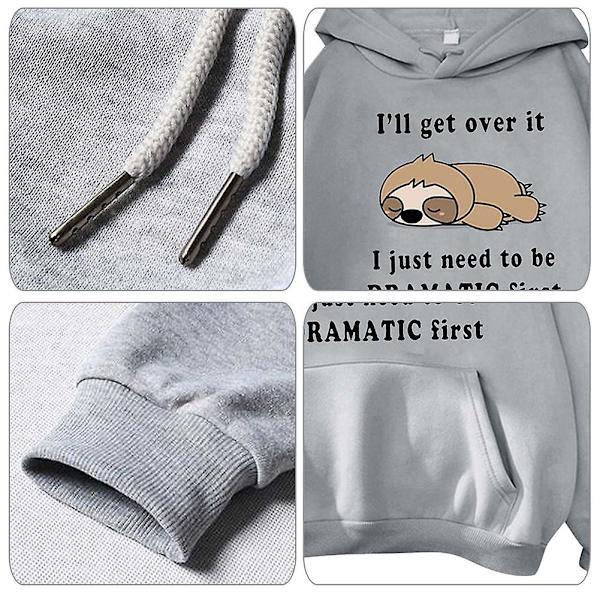 Modetrykt Pullover Hættetrøje Casual Tyk Plys Varmende Top Til Kvinder Mænd Unisex L White