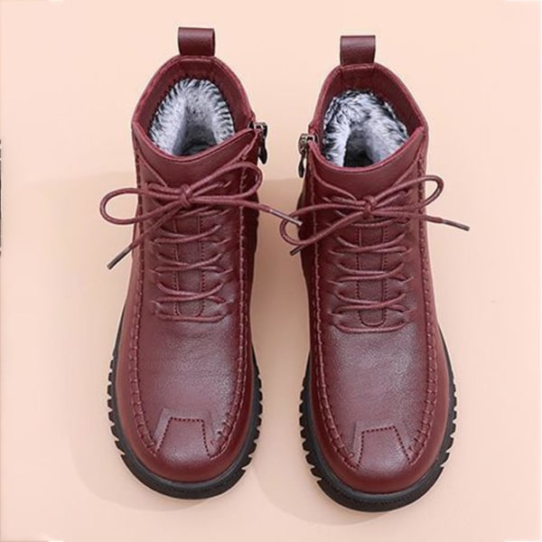 Dam Stövlar med dragkedja och ankelstöd, vattentäta, mjuka skor med rund tå för jeans, trenchcoat och vadlånga byxor Wine Red 38