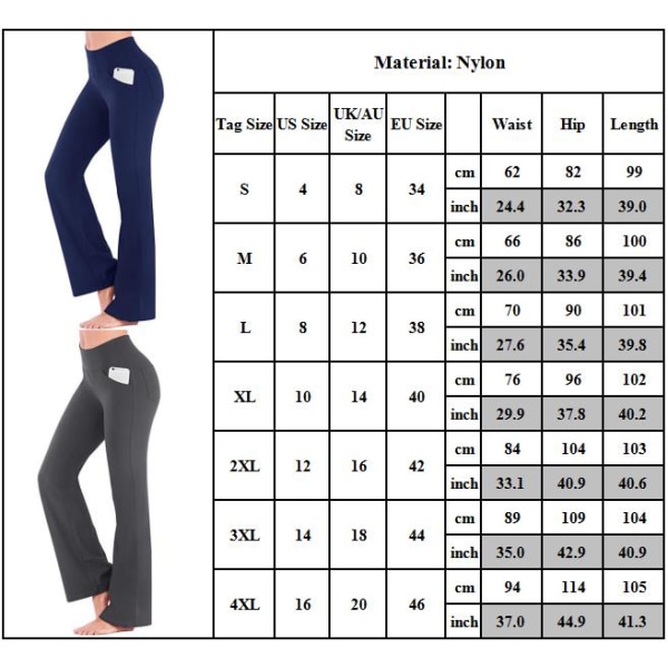 Kvinnor vida benbyxor Casual Stretch Yoga Pant Lounge byxor grå grey 2XL