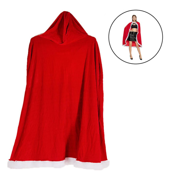 Jul Halloween Kostymer Manteln Jul Tomte Sammet Huva Cape Robe