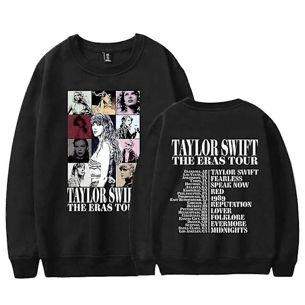 Taylor Swift The Eras Tour Unisex Sweatshirt Langærmet Crew Neck Afslappet Løs Pullover Toppe Fans Gaver Til Mænd Kvinder Venner Black M