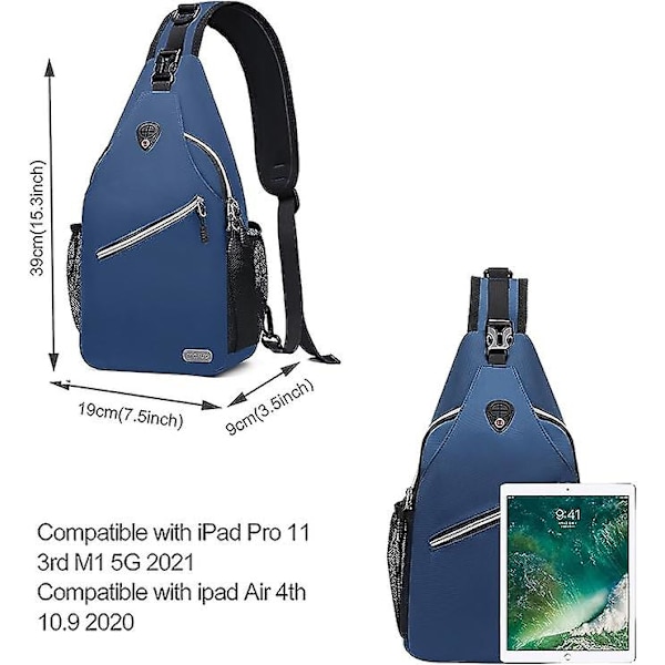 Slingväska, mångsidig crossbody axelväska resevandringsdagryggsäck blue