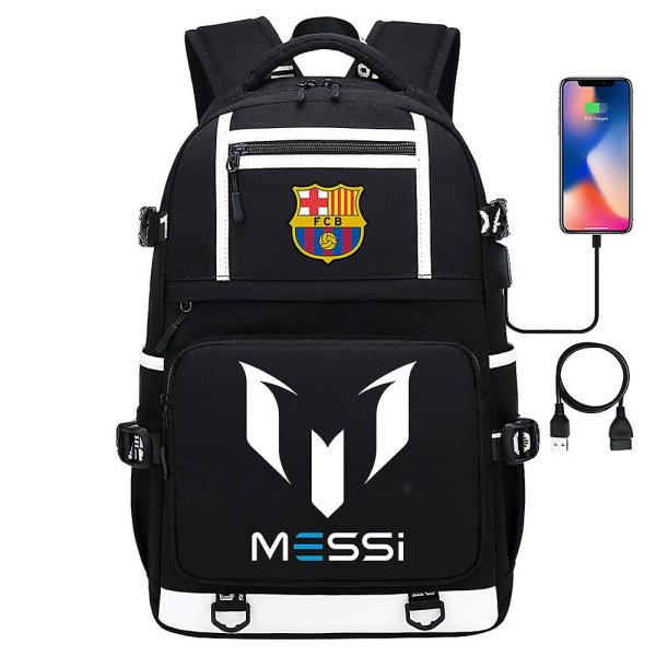 Messi Barcelona tryckt ryggsäck resväska student skolväska vattentät datorväska5