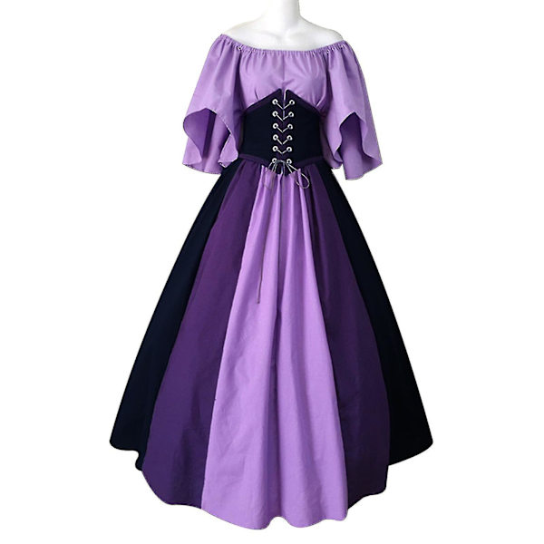 Renæssance middelalderkostume kjole til kvinder purple XL