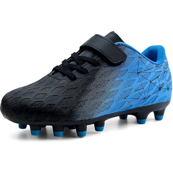 Fotballsko for barn, faste knotter, gutter, jenter, atletiske utendørssko Black Blue 36