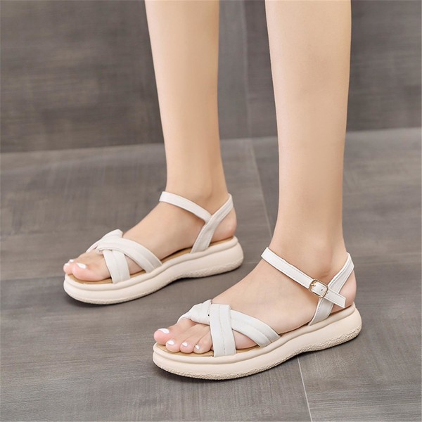 Dame Casual Dressy Sandaler Åben Tå Komfortable Sandaler til Arbejde Klub Fest Bryllupstøj Cremefarvet Creamy-white 39
