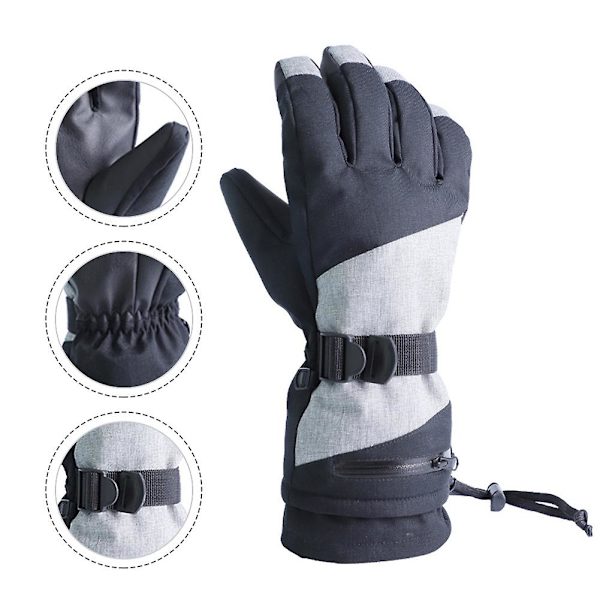 Unisex Cykelhandskar Touch Screen Fleece Termiska Skidhandskar Vindtäta Utomhus Handskar Grey M