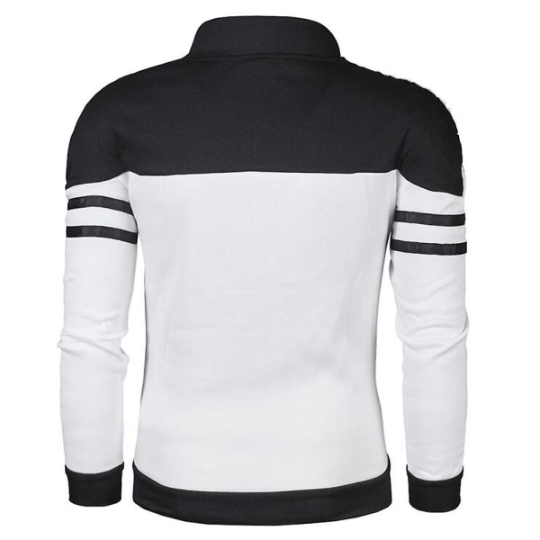 Herre Colorblock Fuld Lynlås Sportsjakke Casual Langærmet Slim Fit Sweatshirt Frakke Black 3XL