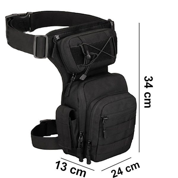 Vattentät Militär Taktisk Benväska Drop Leg Pouch Cross Over Benrigg Utomhus Cykel Vandring Lårväska Black