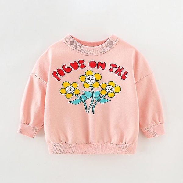 Flickor Tecknad Pullover Girl Sweatshirts Crew Neck Holiday Ribbad Fåll Rund Style-C 90cm