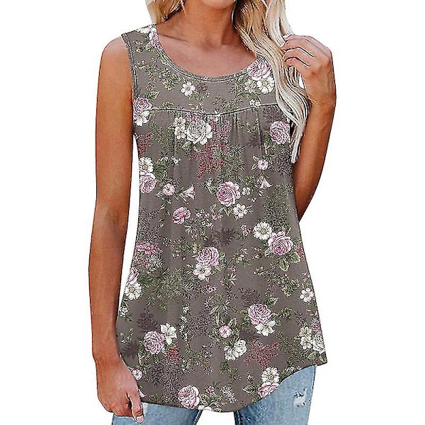 Naisten Muoti Ranta Kukkaprintti Pulloveri Naiset Bohemian Laskostetut T-paidat Ash Powder Flowers 4XL