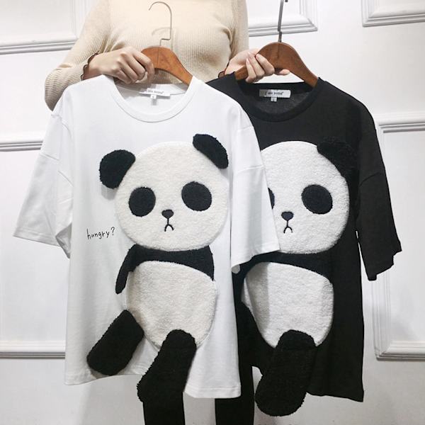 Kortærmet sommer T-shirt til kvinder, koreansk stil, løs sommer T-shirt med halve ærmer til indendørs aktiviteter eller hverdagsbrug Black XL