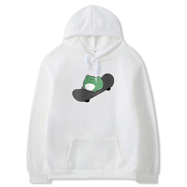 Långärmad Hoodie Lös Streetwear Pullover Casual Lös Tröjor Hoodies Vår Sommar Par S Sweatshirt Skateboard Groda white XXXL