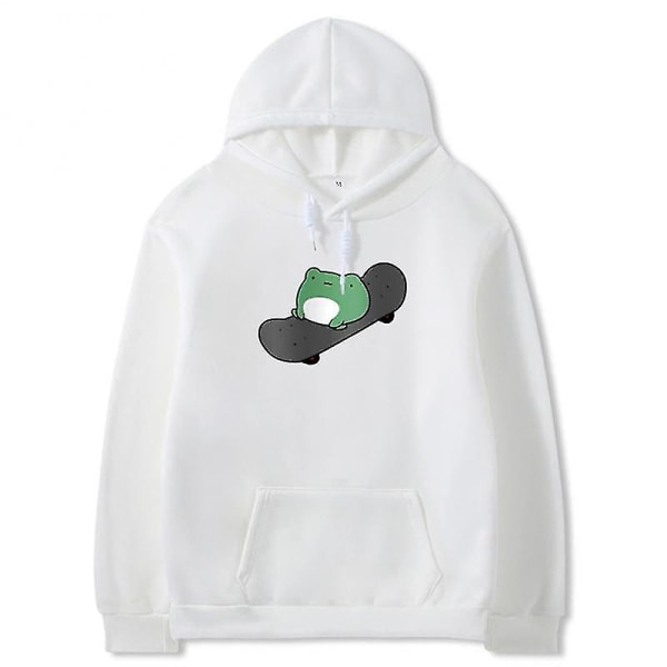 Langærmet Hættetrøje Løs Streetwear Pullover Casual Løse Sweatshirts Hættetrøjer Forår Sommer Par S Sweatshirt Skateboard Frø white XL