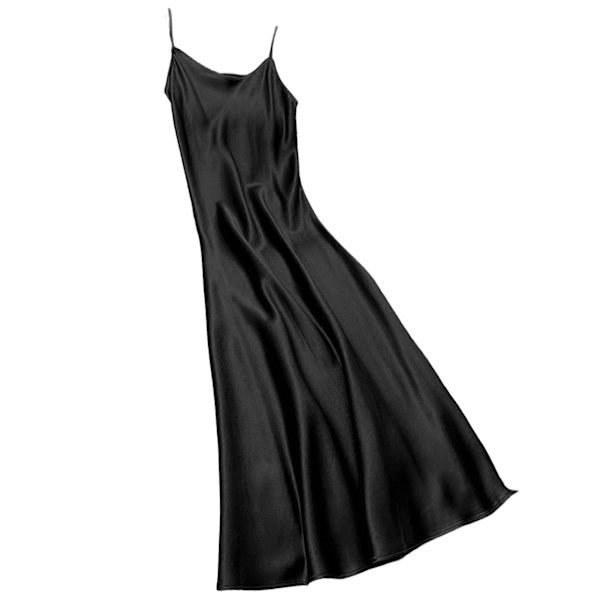 Ærmeløse Bodycon Kjoler til Kvinder Forår Spaghetti Satin Lange Kjoler Til Privat Strand Pool Party Black 2XL