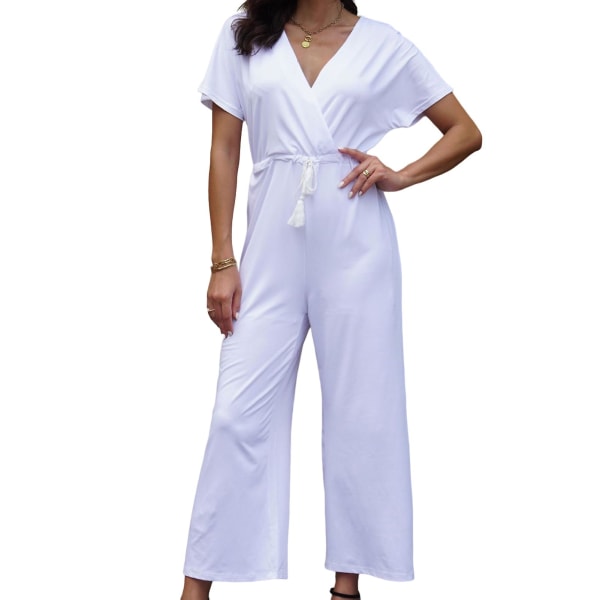 Sexiga jumpsuits för kvinnor Långa byxor vid ben och lös passform för daglig klubbfest Bal Hemkomst White M