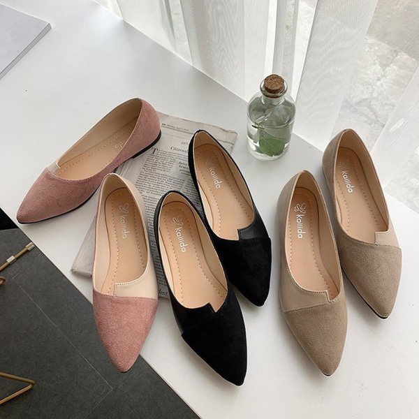 Dam Casual Flats Skor Spetsig Tå Balett Bekväm Mjuk Slip On Flats Skor För Daglig Användning Shopping Apricot 36