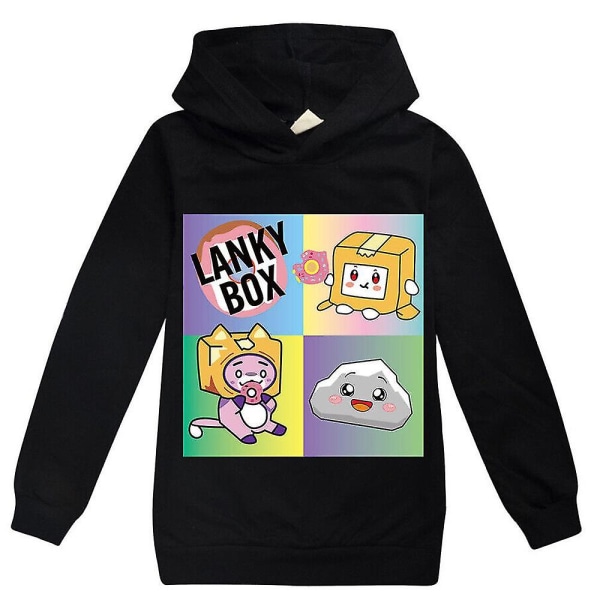 Barn Pojkar Flickor Lankybox Tryck Långärmad Hoodies Pullover Toppar Casual Huvtröja Fans Födelsedagspresent Black 9-10 Years