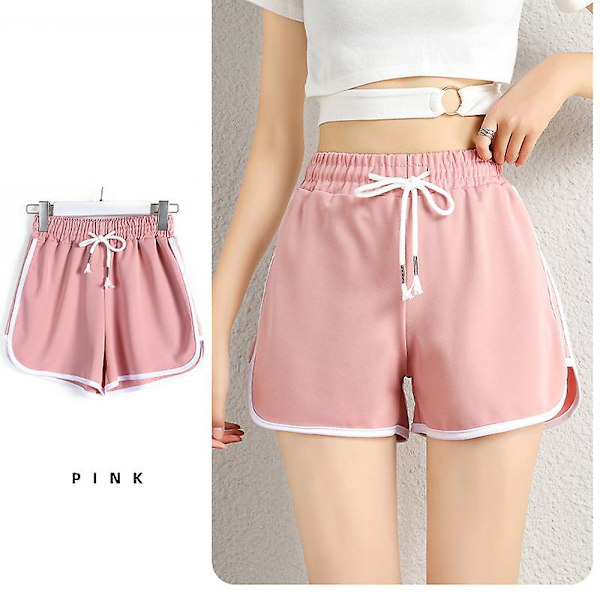 Sykkelshorts for kvinner Y2k Sommer Løse Sportsshorts Gym Trening Casual Dame Shorts Høy Midje Fitness Trekvart Bukser Pink S
