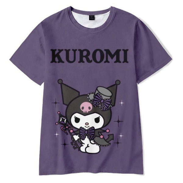 Kuromi T-tröja med print Dam Tonåringar Kortärmad sommartopp Crewneck Casual Lösa toppar Harajuku T-shirts M
