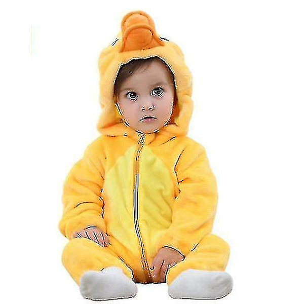 Unisex Dyrekostume Vinter Efterår Flanel Hætte Jumpsuit Duck 70