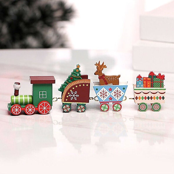 Juletre Tog i Tre Festlige Ornamenter Julebord Reinsdyr Dekor Bordgaver Green