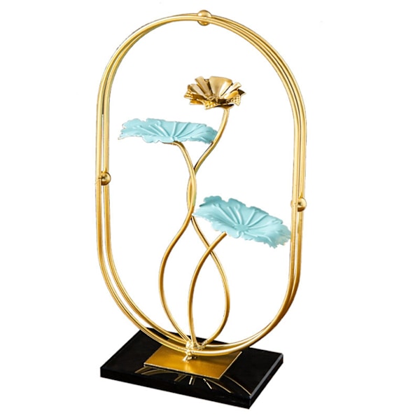 Gyllene Ginkgoblad Skrivbordsdekoration Kreativ Heminredning Järnhantverk Dekoration För Sovrum Sängbord Lotus Leaf Black Lamp Base