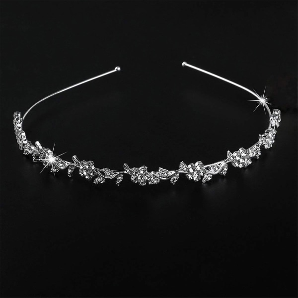 Rhinestone Blomst Sølv Fe Hodeplagg Blendende Krone Legering Fest Bryllup Hodeplagg For Kvinner Frisyre Lagingsverktøy Silver