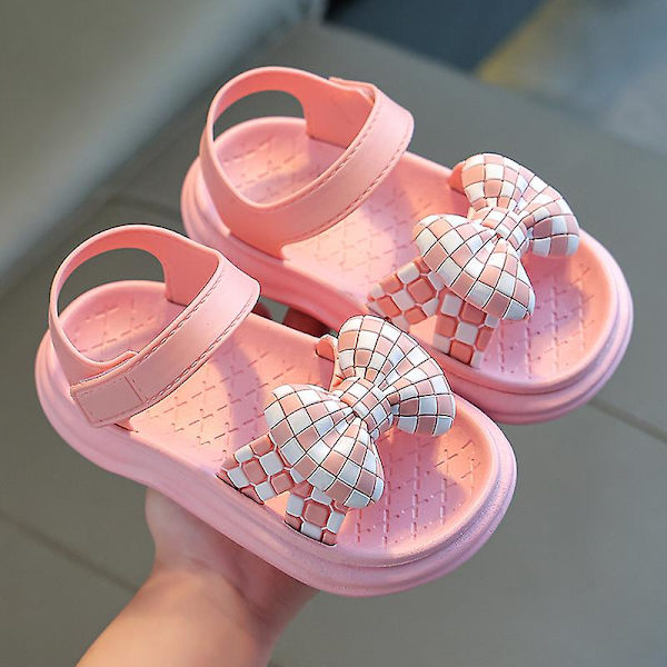 Sommer Baby Pigesko 0-7 år Børnesko Mode Sød Blomst Prinsesse Børnesandaler Piger Småbørn Baby Bløde Åndbare lattice bow pink 32Insole 18.5cm