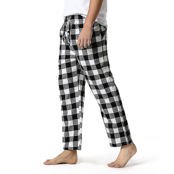 Bomullsbyxor för män, vävda pyjamasbyxor, rutiga, lätta loungebyxor COLOR 2 L