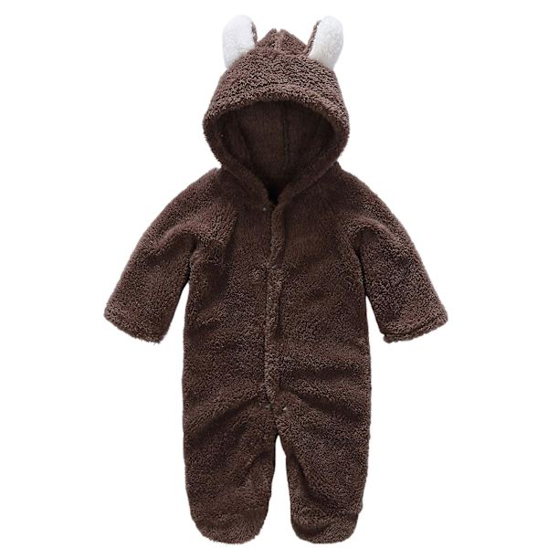 Nyfödd Romper Jumpsuit med Huva Bekväm att Bära med Söt Djurdesign för Födelsedagspresenter och Nyårspresenter Brown 0-3m