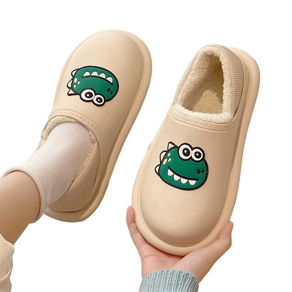 Vandtætte Dinosaurussko Søde Varme Hyggelige Sko Slip-on Hjemmesko Til Kvinder Pige Vinterforsyning Apricot 36 37