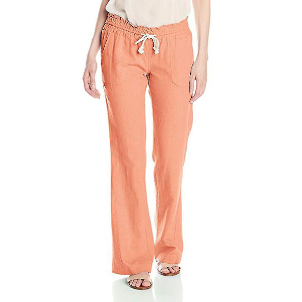 Dambyxor i bomullslinne, strandbyxor Orange XS
