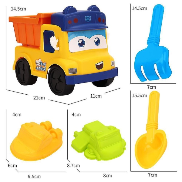 Färgglad strandleksaksbil set Lätt spade Sand Vattenleksaker för barn Yellow
