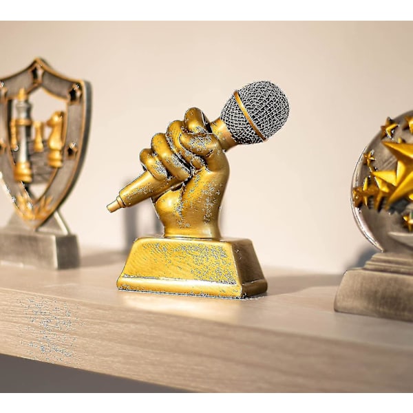 Gyllene Mikrofon Trofé - Liten Harts Trofé Karaoke, Singin1pcs-guld