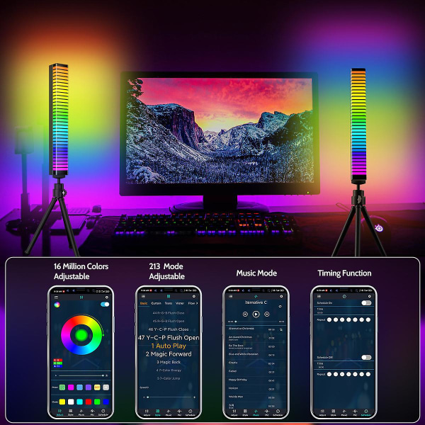 3D RGB Rytmelys Fargerik Musikk Ambient Lys Bord Dimbar Lampe
