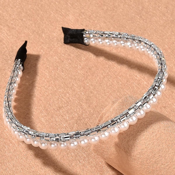 Pärlstrass Hårband Dubbel Rad Huvudsmycken Enkla Eleganta Bling Mode Håraccessoarer För Double Row Drill Black Paste